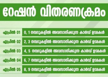 സൗജന്യ റേഷൻ വിതരണം നാളെ (ഏപ്രിൽ 1 ) ആരംഭിക്കും; റേഷൻ വിതരണം ഇങ്ങനെ
