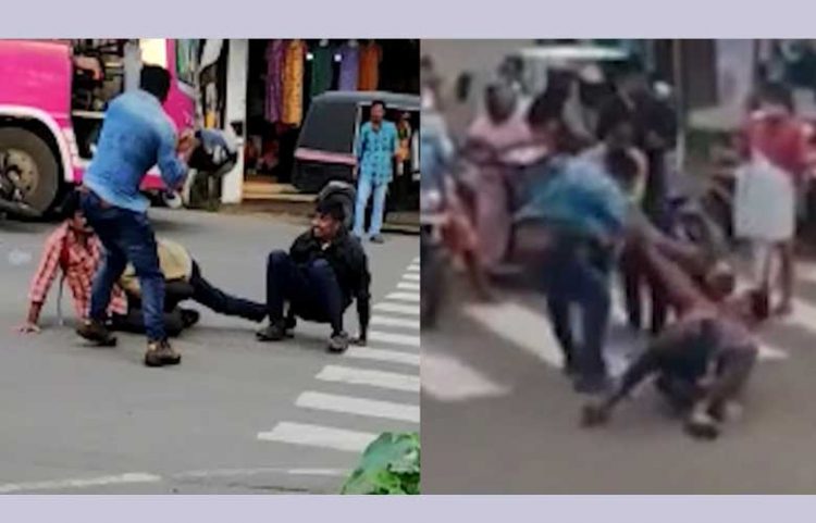 അമിതവേഗത: ബസ് ബൈക്കിലും മറ്റൊരു സ്‌ക്കൂട്ടറിലും തട്ടി; ചോദ്യം ചെയ്ത യുവാക്കള്‍ക്ക് ബസ് ജീവനക്കാരുടെ ക്രൂരമര്‍ദനം