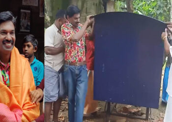 മറക്കരുത് ഈ നടനെ; നിരാലംബയായ സ്ത്രീക്ക് ഉപജീവന മാർഗത്തിനായി പെട്ടി വണ്ടിയും, വില്പന സാധനങ്ങളും നൽകി സന്തോഷ് പണ്ഡിറ്റ്