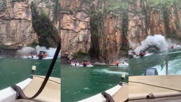 കൂറ്റന്പാറ ഇടിഞ്ഞു വീണു; 7 വിനോദ സഞ്ചാരികള് മരിച്ചു: വീഡിയോ