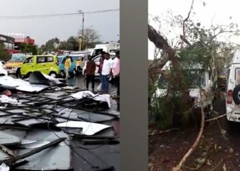 അങ്കമാലിയില്‍ ശക്തമായ മഴയില്‍ നാശനഷ്ടം; ഫ്‌ലക്‌സ് ബോര്‍ഡുകള്‍ റോഡിലേക്ക് മറിഞ്ഞു വീണു; ഗതാഗത തടസം