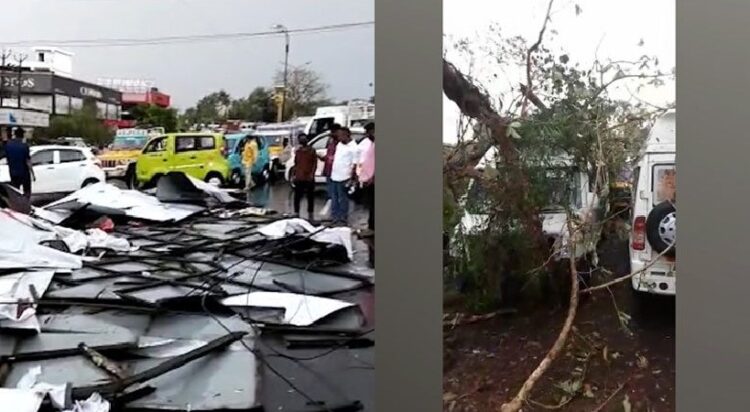അങ്കമാലിയില്‍ ശക്തമായ മഴയില്‍ നാശനഷ്ടം; ഫ്‌ലക്‌സ് ബോര്‍ഡുകള്‍ റോഡിലേക്ക് മറിഞ്ഞു വീണു; ഗതാഗത തടസം