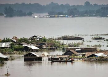 അസമിലെ 4,000 ഗ്രാമങ്ങള്‍ വെള്ളത്തിനടിയില്‍; 1.56 ലക്ഷം പേര്‍ ക്യാമ്പുകളില്‍; 42 മരണം, പ്രളയത്തില്‍ വിറങ്ങലിച്ച് നാട്