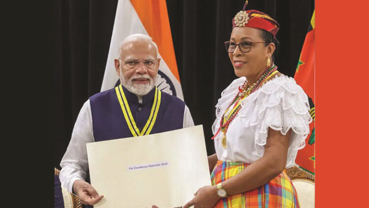 ഡൊമിനിക്കയുടെ പരമോന്നത ബഹുമതി ഏറ്റുവാങ്ങി മോദി