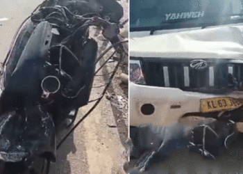 നിയന്ത്രണം വിട്ട പിക്കപ്പ് വാന്‍ സ്‌കൂട്ടറില്‍ ഇടിച്ച് കയറി അപകടം, ഡ്രൈവര്‍ക്ക് പരിക്ക്