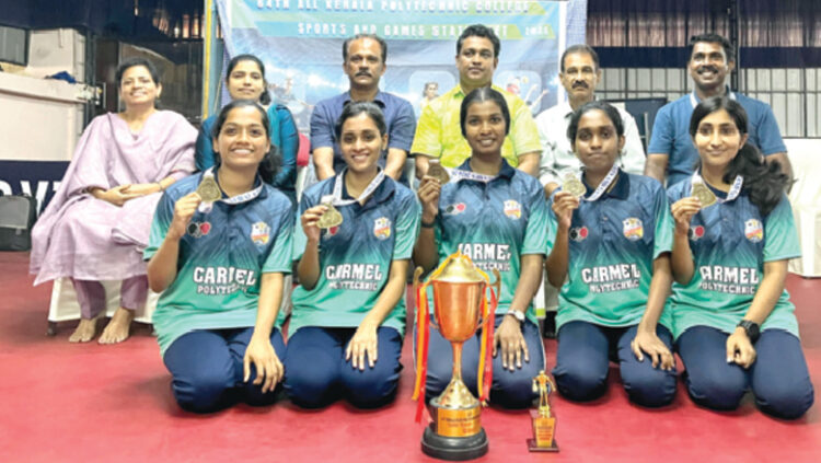 ഇ​ന്‍റ​ർ​പോ​ളി സ്റ്റേ​റ്റ് ടേ​ബി​ൾ ടെന്നീസ്; പു​ന്ന​പ്ര കാ​ർ​മ​ൽ പോ​ളി​ടെ​ക്നി​ക് കോ​ള​ജ് ചാ​മ്പ്യ​ന്മാർ​