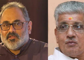 ജി. ​സു​കു​മാ​ര​ന്‍ നാ​യ​രെ സ​ന്ദ​ര്‍​ശി​ച്ച് രാ​ജീ​വ് ച​ന്ദ്ര​ശേ​ഖ​ര്‍; സ​ന്ദ​ർ​ശ​നം സൗ​ഹൃ​ദ​പ​ര​വും  അ​നു​ഗ്ര​ഹാം തേ​ടാ​നും