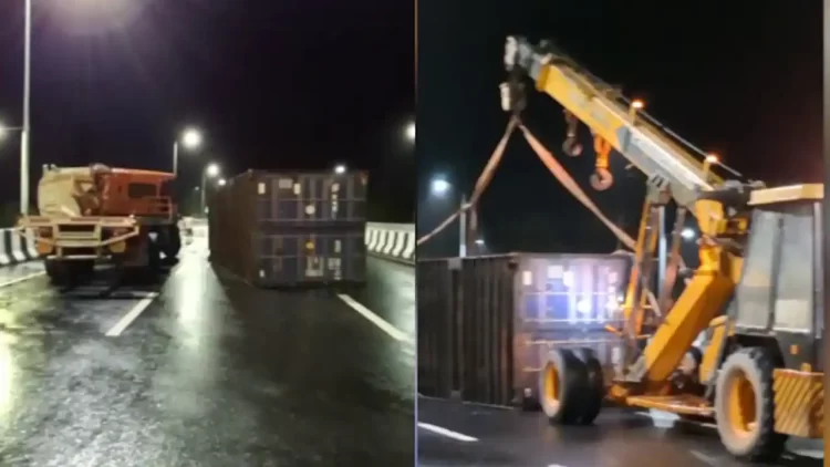 ഇന്ധനം നിറച്ചിരുന്ന ടാങ്കറിൽ കണ്ടെയ്നർ ഇടിച്ച് അപകടം, വൻ ദുരന്തം ഒഴിവായത് തലനാരിഴയ്ക്ക്