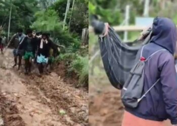 വട്ടവടയില് വയോധികയെ ആശുപത്രിയിലെത്തിക്കാന് പുതപ്പിൽകെട്ടി ചുമന്നത് ആറ് കിലോമീറ്റര്;ദൃശ്യങ്ങൾ