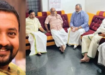 ആർഎസ്എസ് ഇടപെടൽ; ആനന്ദ് കെ തമ്പിയുടെ വീട്ടിലെത്തി രാജീവ് ചന്ദ്രശേഖർ