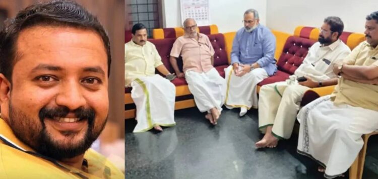 ആർഎസ്എസ് ഇടപെടൽ; ആനന്ദ് കെ തമ്പിയുടെ വീട്ടിലെത്തി രാജീവ് ചന്ദ്രശേഖർ