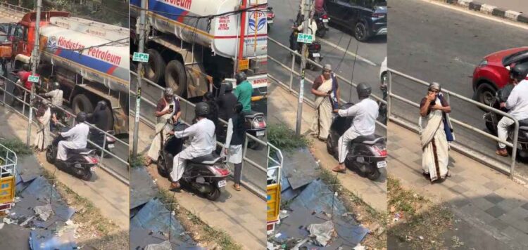 എരഞ്ഞിപ്പാലത്ത് ഫുട്പാത്തിലൂടെ വണ്ടി ഓടിച്ചയാളുടെ ലൈസൻസ് സസ്പെന്ഡ് ചെയ്ത് എംവിഡി