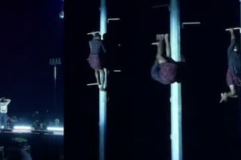 തളിപ്പറമ്പിൽ വേടന്‍റെ പരിപാടിക്കിടെ ഫ്ലഡ് ലൈറ്റ് ടവറിനു മുകളിൽ കയറി യുവാവ്