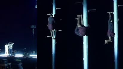 തളിപ്പറമ്പിൽ വേടന്റെ പരിപാടിക്കിടെ ഫ്ലഡ് ലൈറ്റ് ടവറിനു മുകളിൽ കയറി യുവാവ്