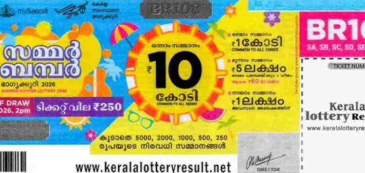 സമ്മര്‍ ബമ്പര്‍ നടുക്കെടുത്തു; 10 കോടിയുടെ ഒന്നാം സമ്മാനം ഈ നമ്പറിന്