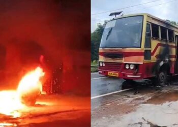 ചടയമംഗലത്ത് ഓടിക്കൊണ്ടിരുന്ന കെഎസ്ആര്‍ടിസി ബസിന് തീപിടിച്ചു; യാത്രക്കാര്‍ക്ക് അത്ഭുതരക്ഷ
