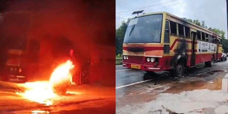 ചടയമംഗലത്ത് ഓടിക്കൊണ്ടിരുന്ന കെഎസ്ആര്‍ടിസി ബസിന് തീപിടിച്ചു; യാത്രക്കാര്‍ക്ക് അത്ഭുതരക്ഷ